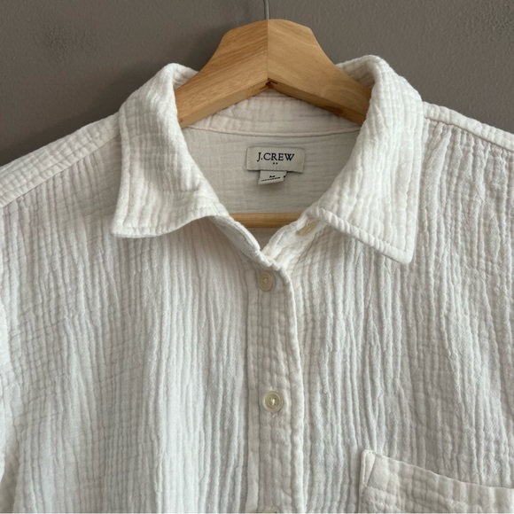 J. Crew Shirt Women's Gauze Button-Up Long Sleeve Cotton Minimalist White Sz M - Picture 3 of 12